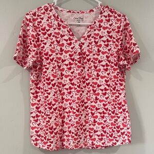 Valentine Coral Bay Women's Red Heart Short Sleeve Tee size MP
